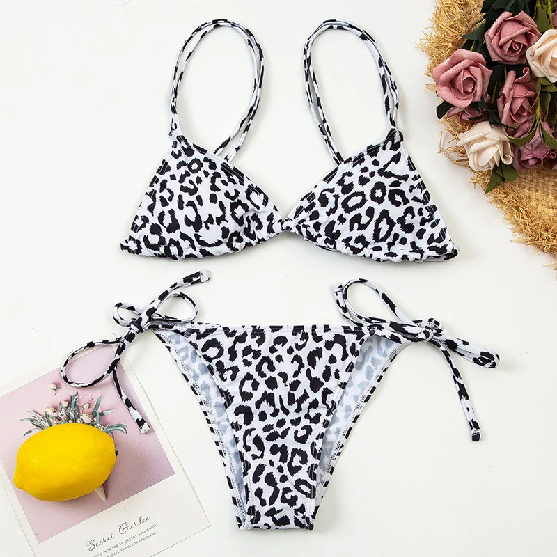 New leopard-print sexy strappy swimsuit Bikini fitness swimwear transparent micro bikini hot sexy
