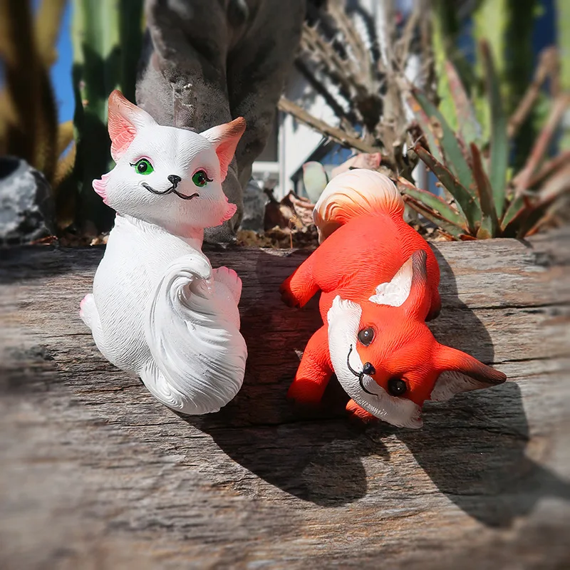 New Flower Pot Ornament Cute Animal Fox Hanging Garden Pots Small Decoration Resin Animal Pendant for Garden