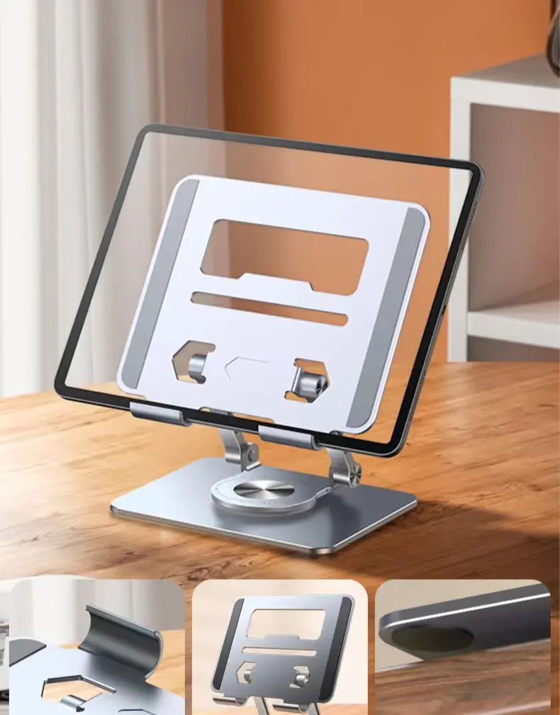 Promotional Gift Ventilated Laptop Ipad Riser 360 Rotating Compatible Desktop Metal Computer Stand Holder