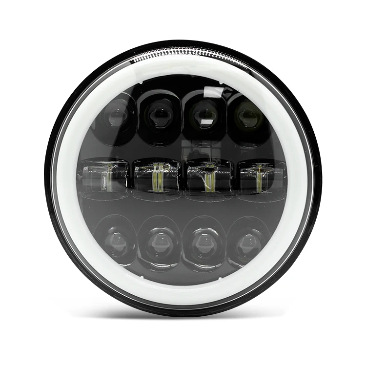 High quality 7' round led headlamp headlight for car with angel ring 10-80V cheap led headlight kits 6000k