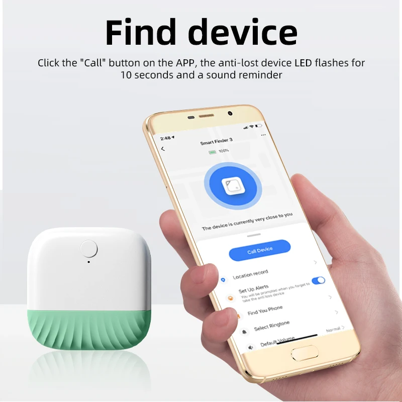 Mini Pink Black Anti-Lost Gadget Smart Bluetooth 5.2G Whistle Key Finder Keychain With TUYA APP