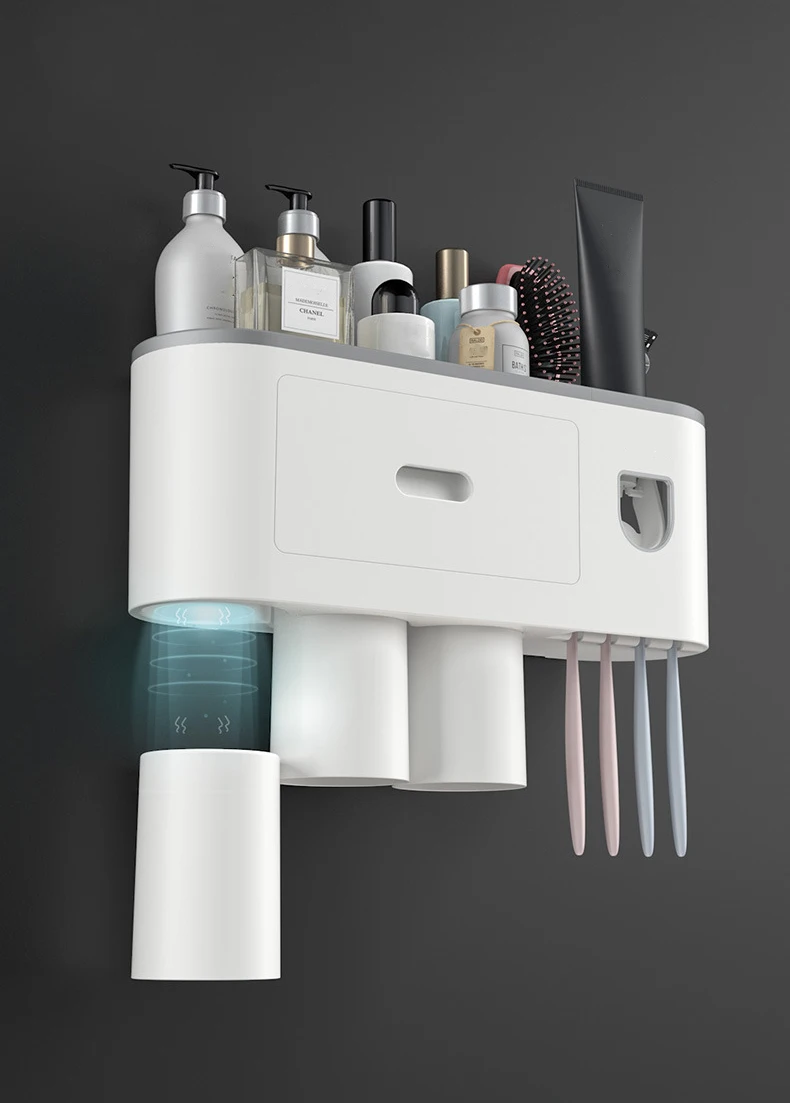 Mount Wall Toothpaste Dispenser And Brush Holder Family Electric Toothpaste Holder Squeeze Toothpaste Holder