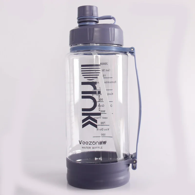 
Portable Plastic Drinking Bottle Large Capacity With Straw Leak-proof Sports Fitness 2l 2200ml Customization 