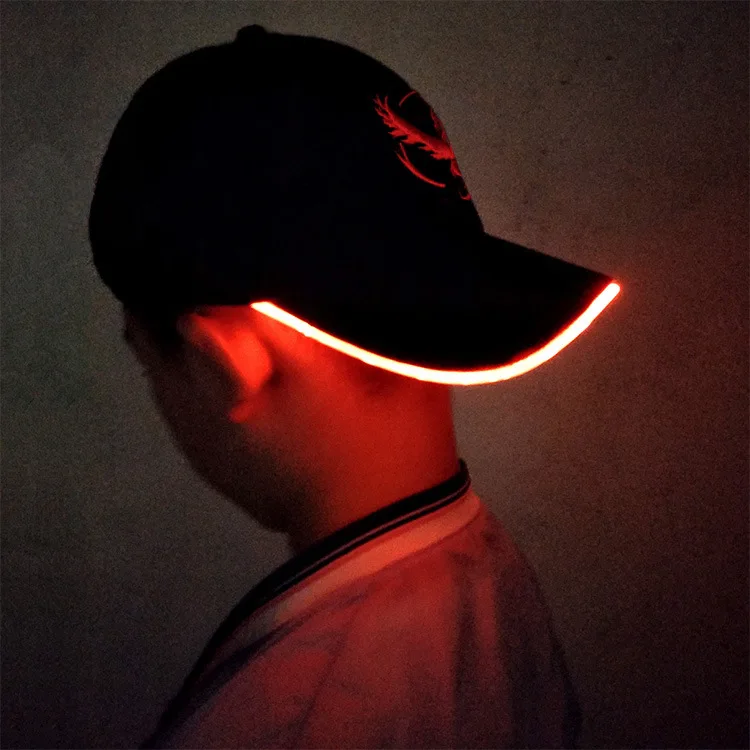 New Fashion Led Glowing Cartoon Game Theme Black Embroidery Logo Sports Baseball Cap