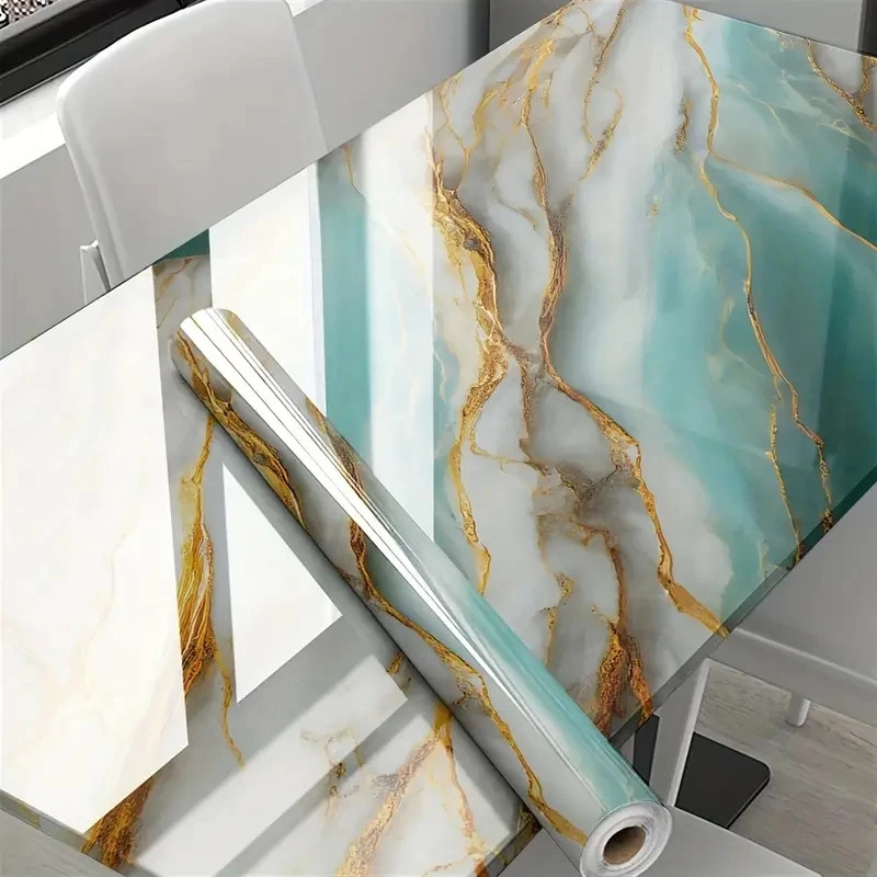 Wall Sticker Luxurious Green Marble Peel & Stick Wallpaper Waterproof Removable Contact Paper For Home Decor