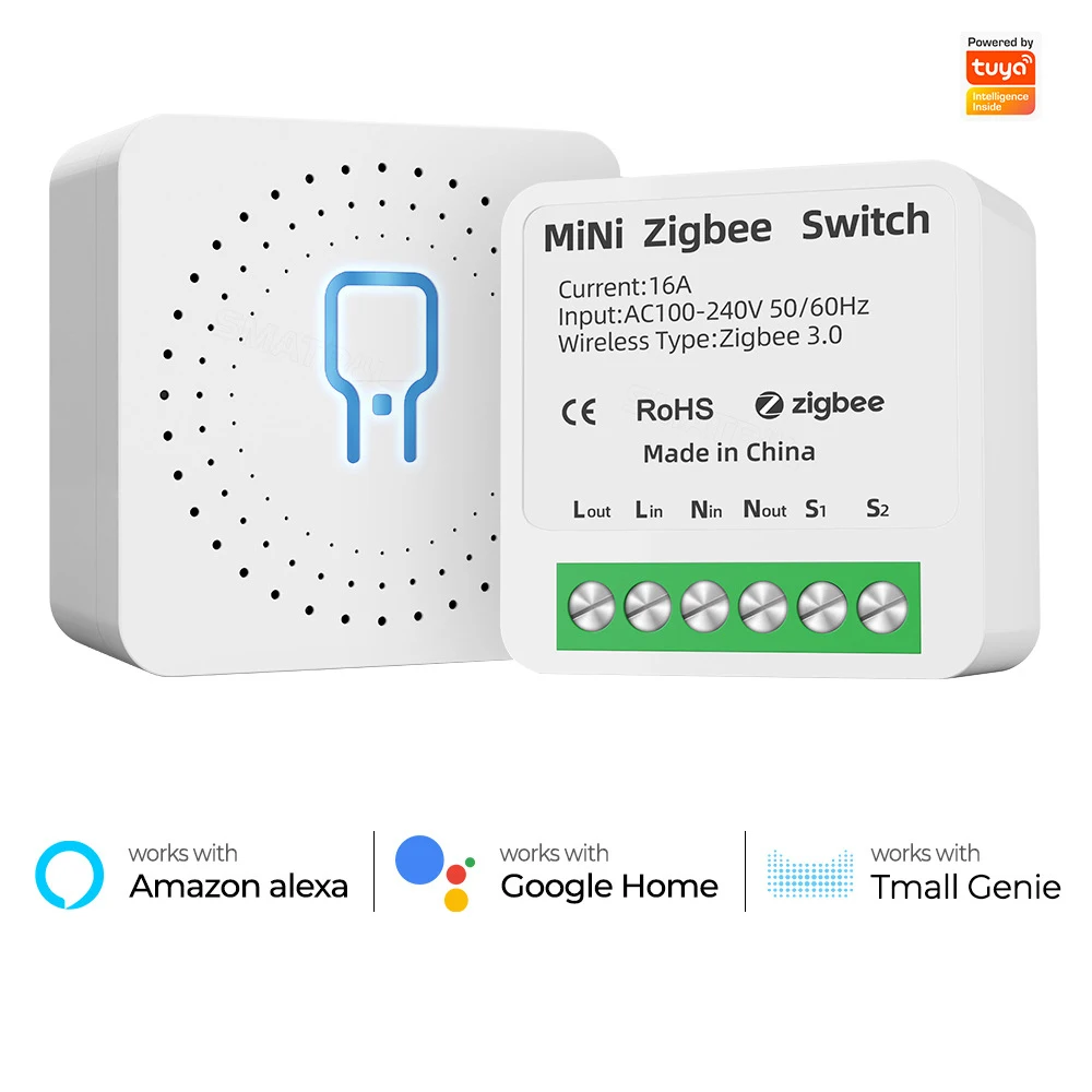 TUYA Zigbee wifi 16A with Power Monitor Mini Smart DIY Switch Wall Switch Module Relay Support two-way control Home Smart Life