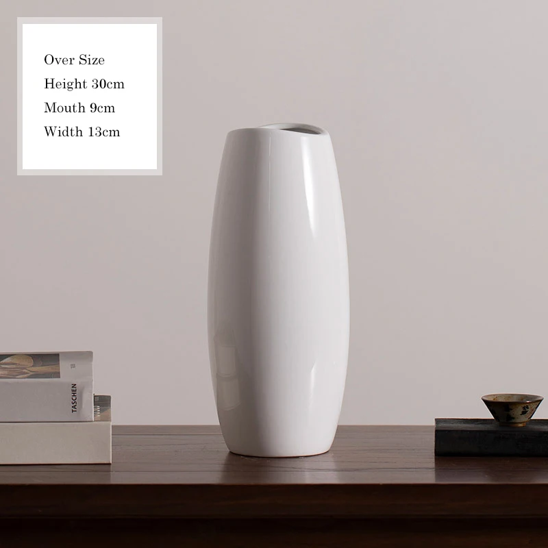 Modern Fashion On-glazed Glassy House Decorative Table Vase White Kaolin Clay Flower Vases For Home Decor Ceramic Vase
