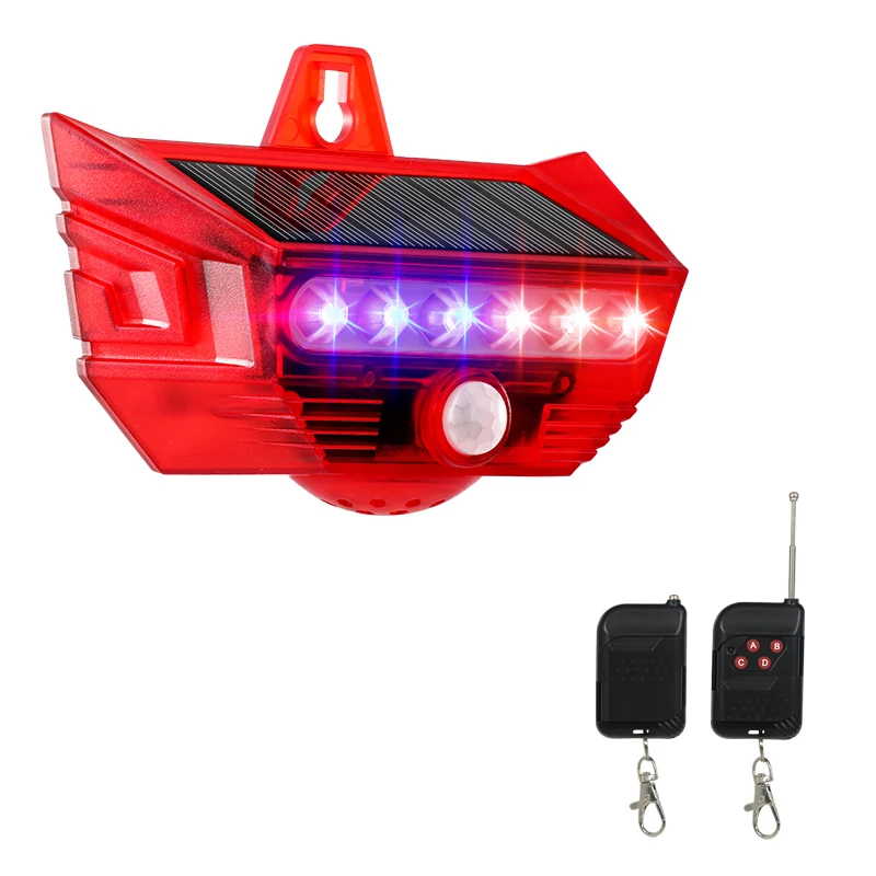 6 LED Flashing Outdoor Solar Motion Sensor Sound Voice Alarm Infrared Sound and Light Microwave Sensor Siren Alarm