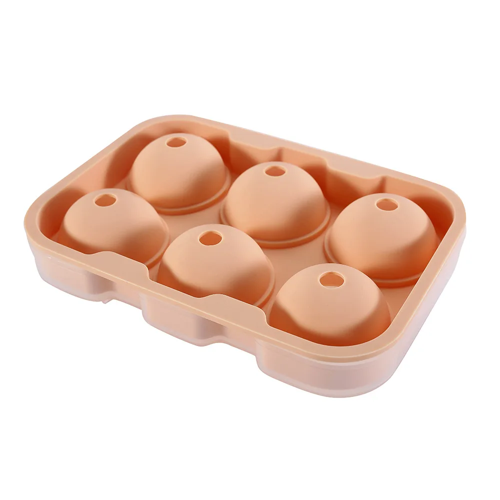 
6 Hole Diameter Sphere Ice Cube Trays Molds Food-Grade Silicone Round Ice Cube Tray for Spherical Ice Cubes 