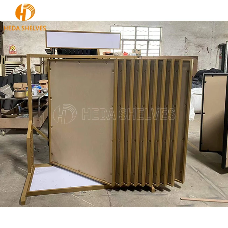 High Quality Sliding Tile Display Rack Ceramic Metal Tile Display Stand for Showroom