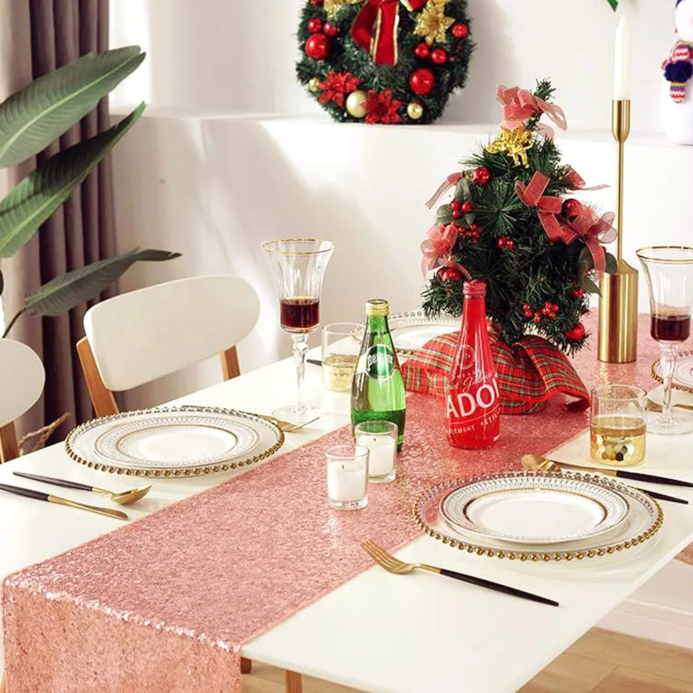 Gold Sequin Table Runner Wedding Decoration Sequin Christmas Birthday Baby Shower Party Home Tea Table Runner Sequin