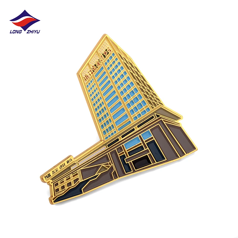 Longzhiyu personalized pin badge supplier custom rose gold enamel pins metal bridge shape lapel pins