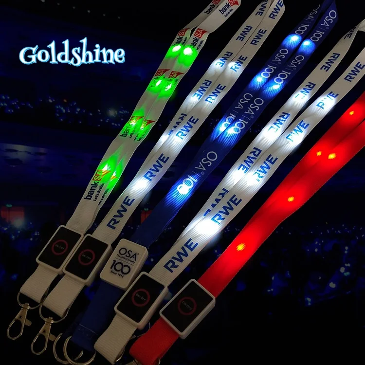 LED Light Webbing Lanyard with Remote Control Flashing Mobile Phone and Document Lanyard for Parties