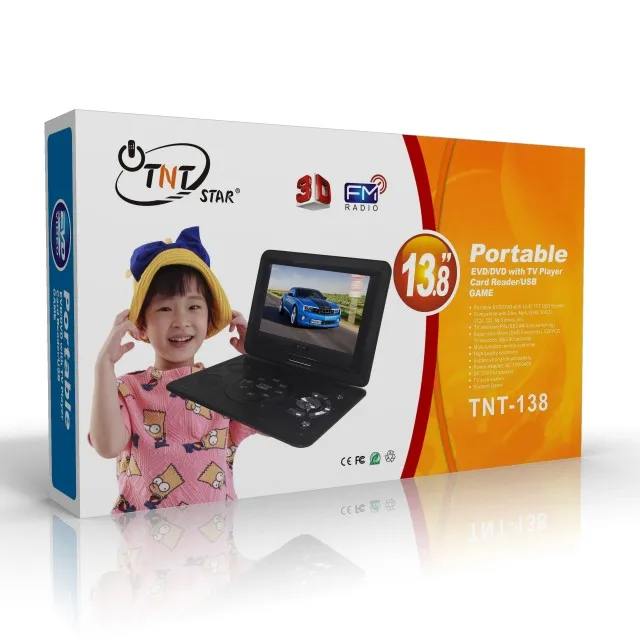  Tntstar TNT-138 портативный dvd-плеер с Usb MP4 плеер Высокое качество 13 дюймов радио