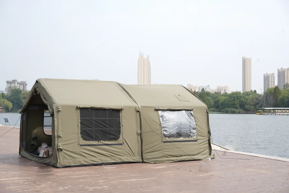 15㎡ Inflatable Tent Waterproof with Oxford Canvas Cotton Fabric Portable Feature for Outdoor Camping