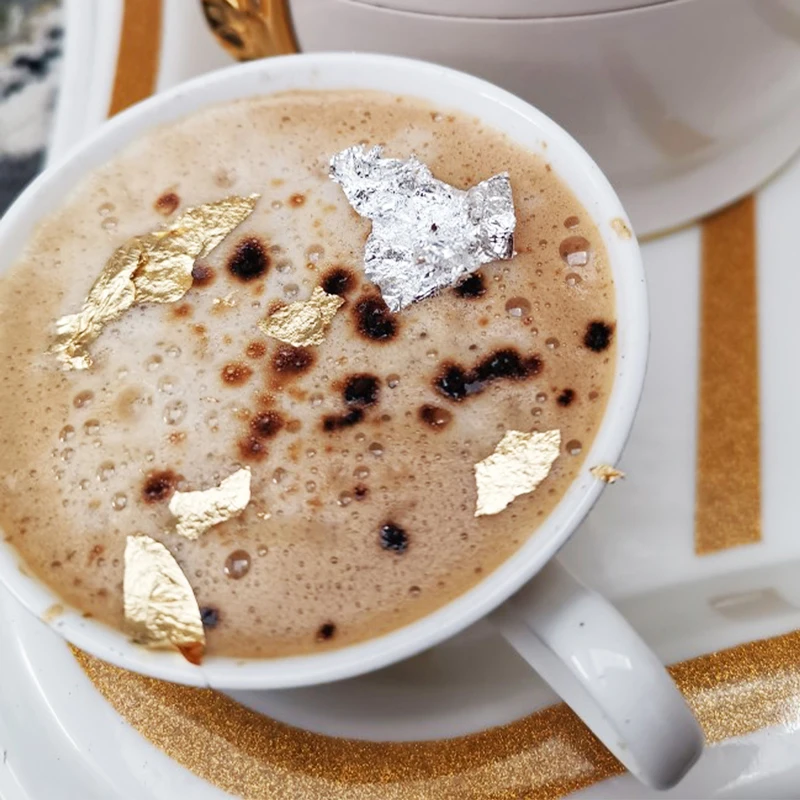 foglia oro 100 Sheets Genuine Gold Leaf for Food Decoration Ice cream Facial care 4.33 x 4.33 cm  Edible 24K Gold Foil Leaf Foil