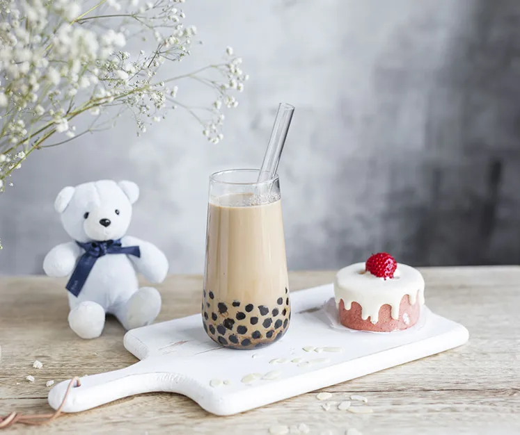 Amazon Hot Sell Borosilicate Straight Clear Glass Drinking Straws  14mm Boba Straw for Milk Tea