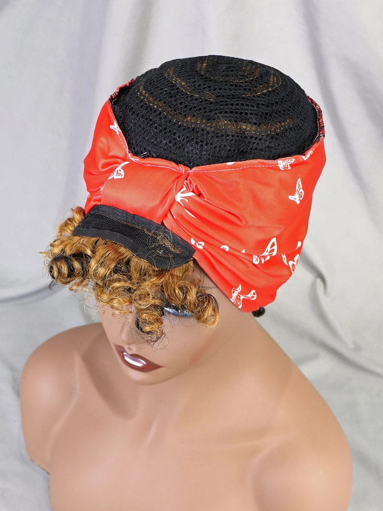 Brazilian Virgin Afro Wig With Headband Glueless Short Bob Wig For Black Women Machine Made Non Lace Pixie Curly Human Hair Wig