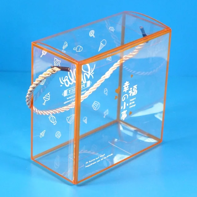 Wholesale factory price luxury customize style PET PP clear food gift plastic packaging box with rope
