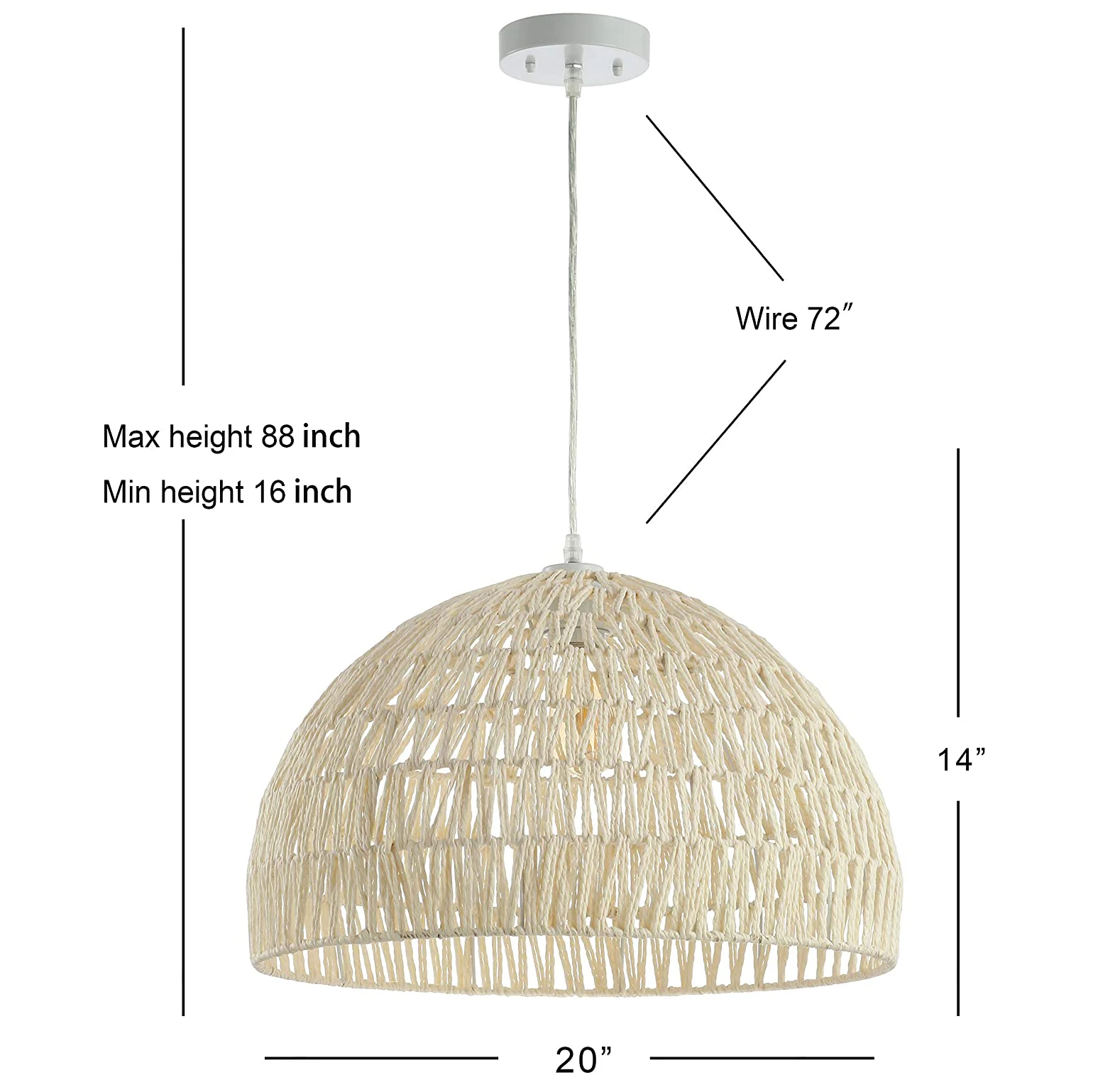 Modern Woven Rattan/Iron LED Pendant Light Farmhouse Adjustable Kitchen Island Chandeliers & Pendant Lights