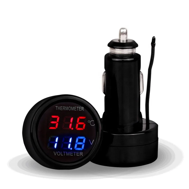 New Hot Charger 12V 24V Car Motorcycle LED DC Dual Digital LED car Display Voltmeter Thermometer Waterproof Meter Wholesale