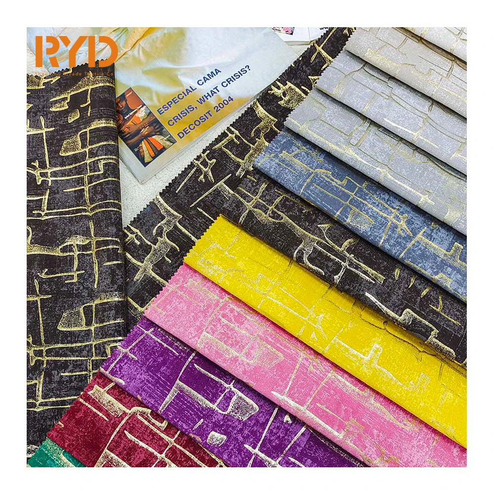 new design foil glue emboss bronzed  sofa fabrics to middle east curtain fabric for home textile 0409-3