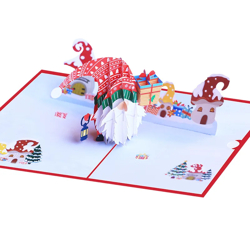 Santa  Faceless Doll Pop Up Card pop up 3d greeting cards 3d Christmas holiday 3d greeting card laser cut luxury custom design