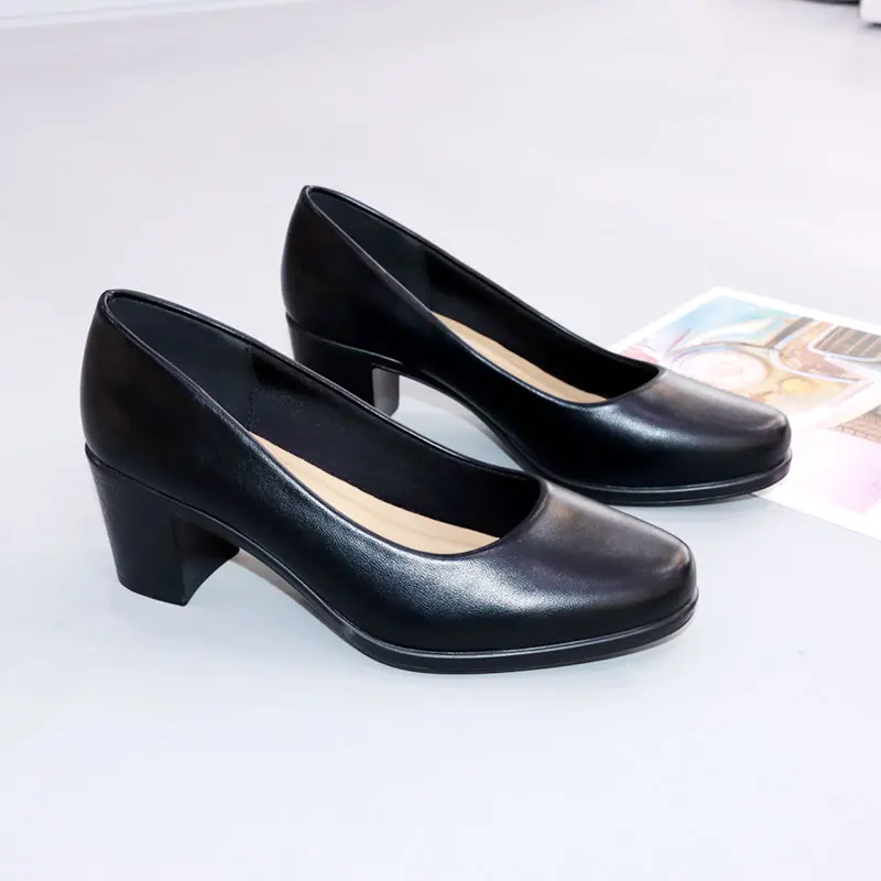 Heels Women 2023 Formal Dress Shoes Uniform Block Heel Ladies Office Shoes Hotel Airline Female Work Pump Girls School Shoes