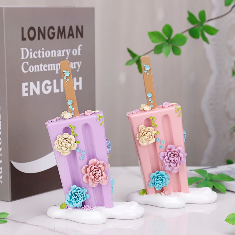 Redeco Hot Sale Creative Desktop Decorations 3D Ice Cream Sculpture Resin Ice Cream Figurines Crafts For Gifts Home Decoration