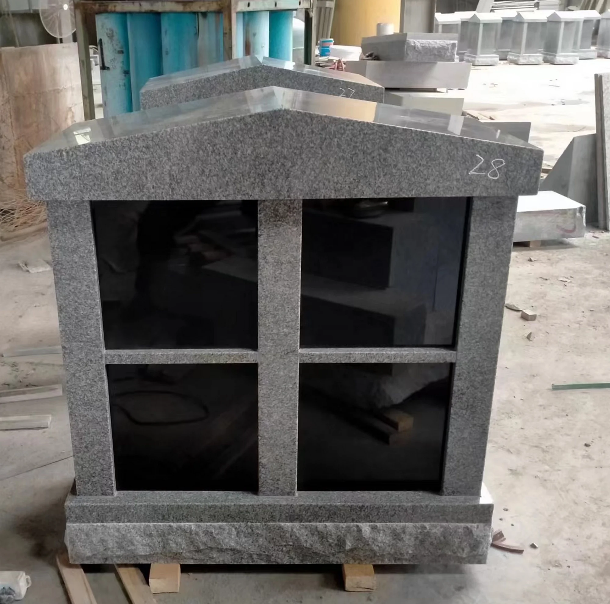 High-Polished Grey Granite Columbarium and Funerary Chapel Niches Natural Stone Cremation Urn Tombstones Monuments Columbarium