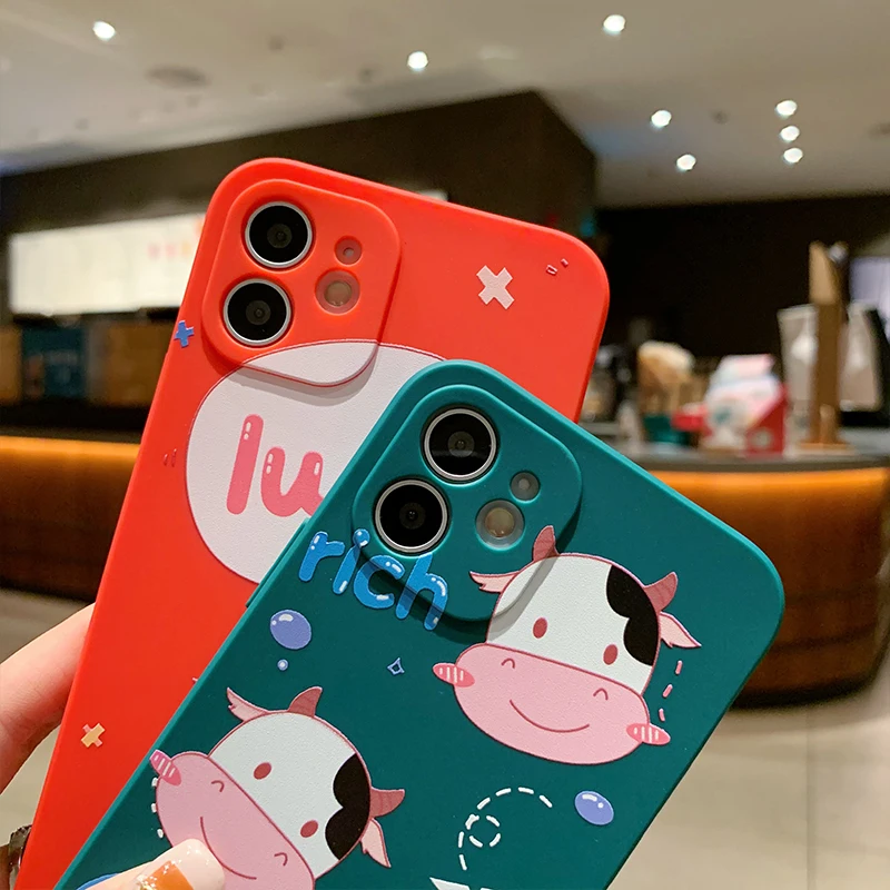 BOORUI luxury tpu doll cow phone case for i phone 6 back cover fancy telephone cases for iphone 12 case