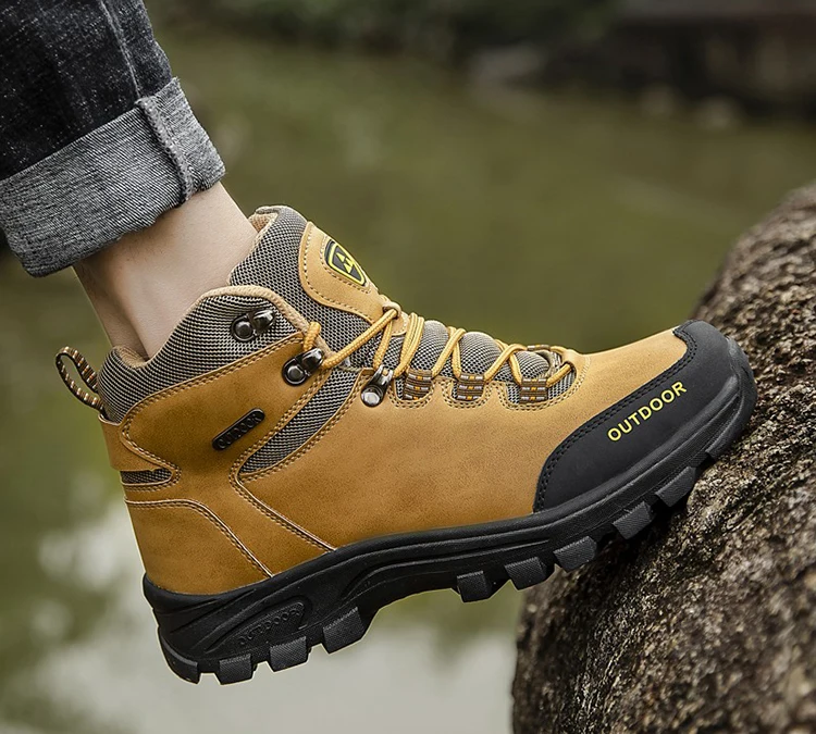 
Custom fashion winter trekking climbing custom trendy mens leather training hiking shoes 