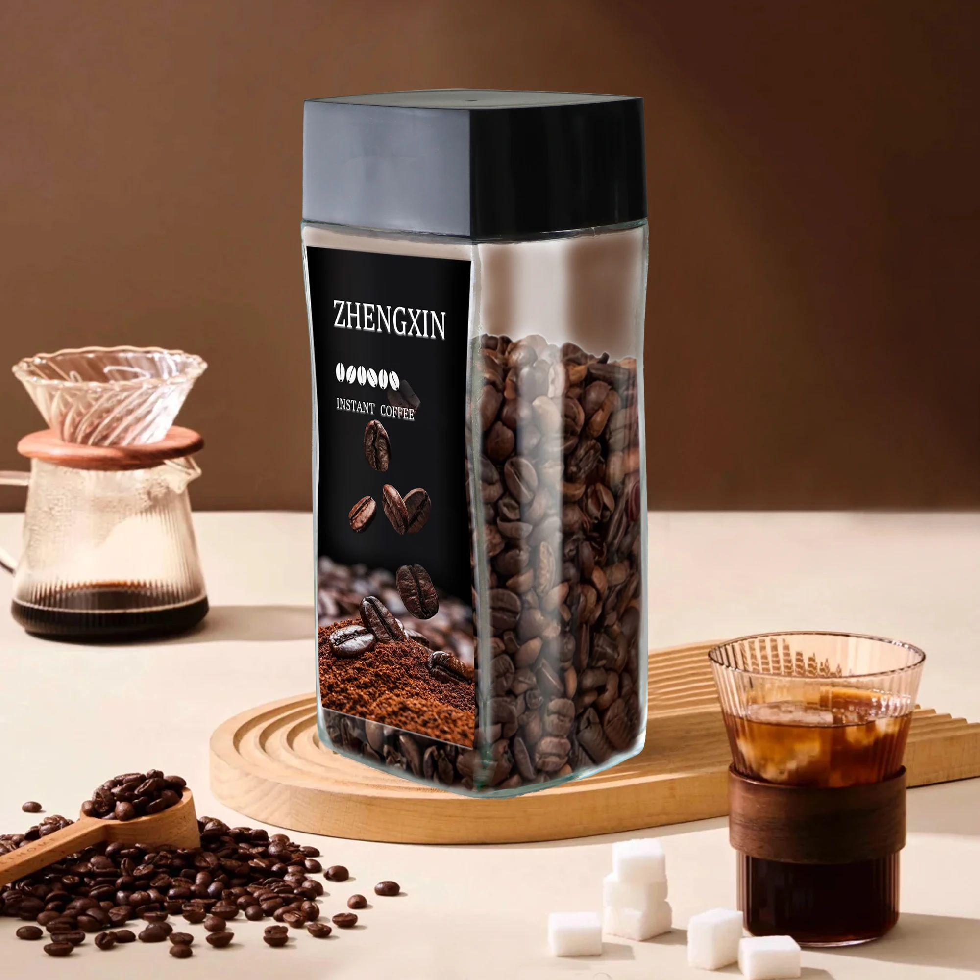 Glass bottle wholesale sale 800ml large storage jar Coffee glass jar with lid