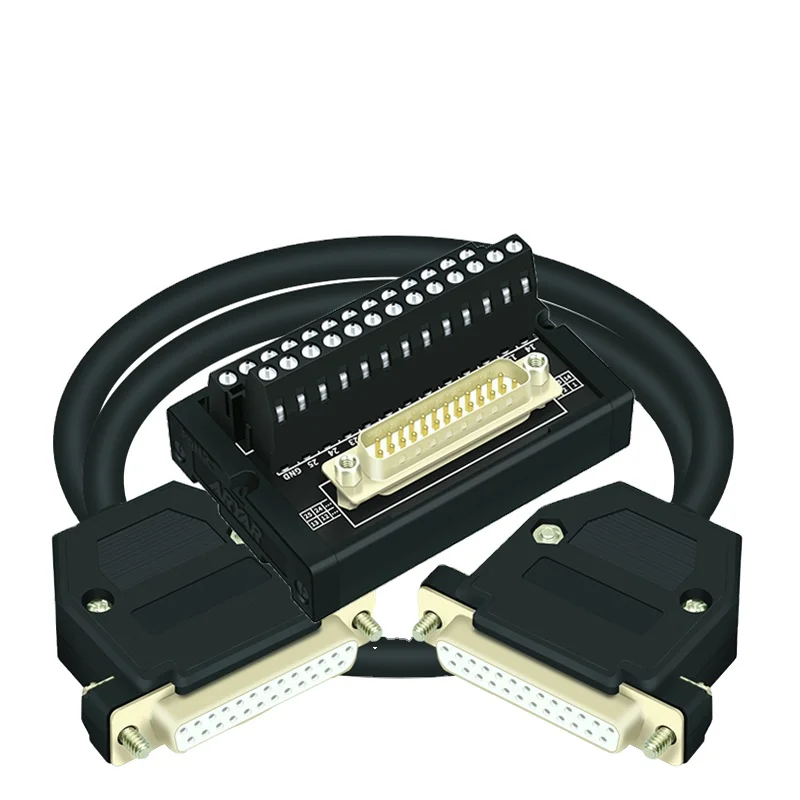 Dual DB25 D-Sub DIN Rail Mount Interface Module RS232 DB25 Connector,FX-DB25/M-TB and DB25-Female to Female 1M Cable