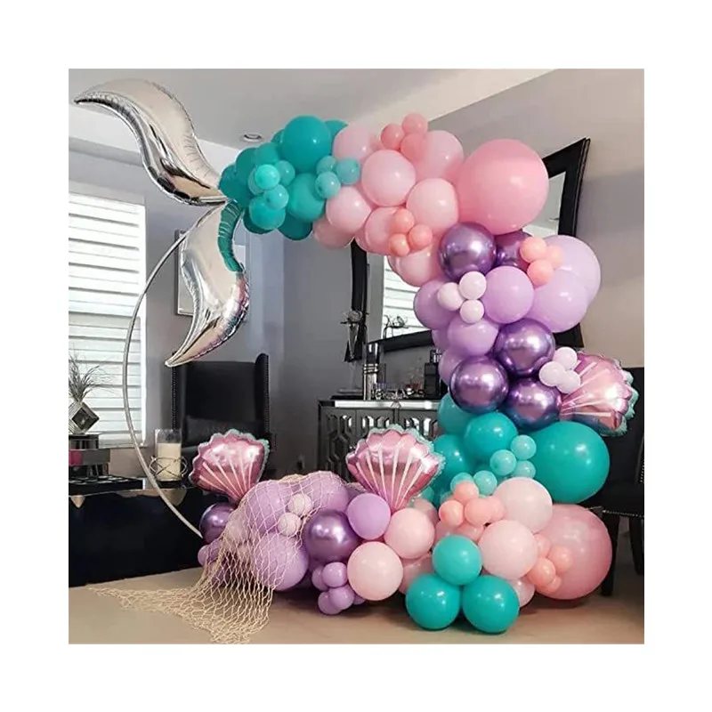 Bule Ocean Theme Mermaid Tail Latex Balloon Arch Garland Kit Wedding Children Birthday Party Decoration Foil Mermaid Balloons
