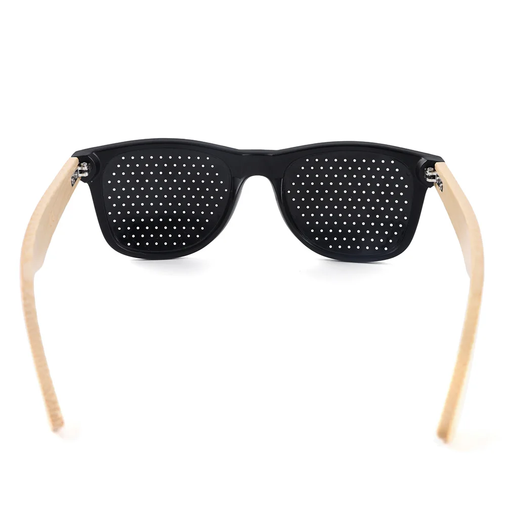 Yiwu wholesale customized logo sunglasses with holes PC+bamboo OEM Pinhole pin hole lens glasses sunglasses