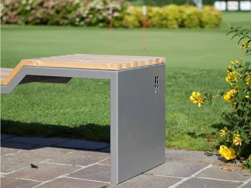 Chinese Public Park Simple Backless Wooden Garden Bench For Outdoor