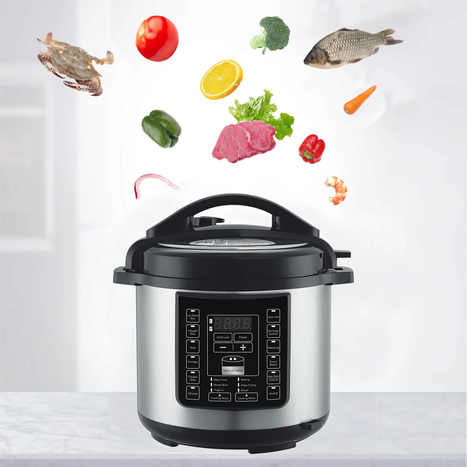 Crock Pot Electric Pressure Cooker Stainless Steel Pot Electric 9 in 1 Electric Slow Cooker