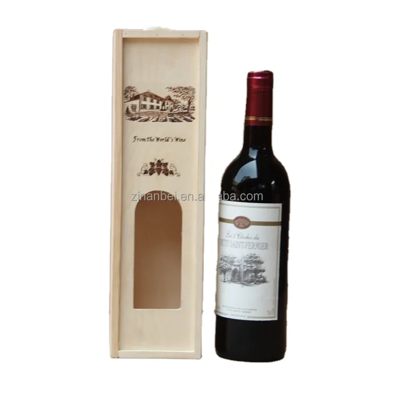 2024 Custom cheap wood gift boxes for single wine bottle wooden wine packaging box