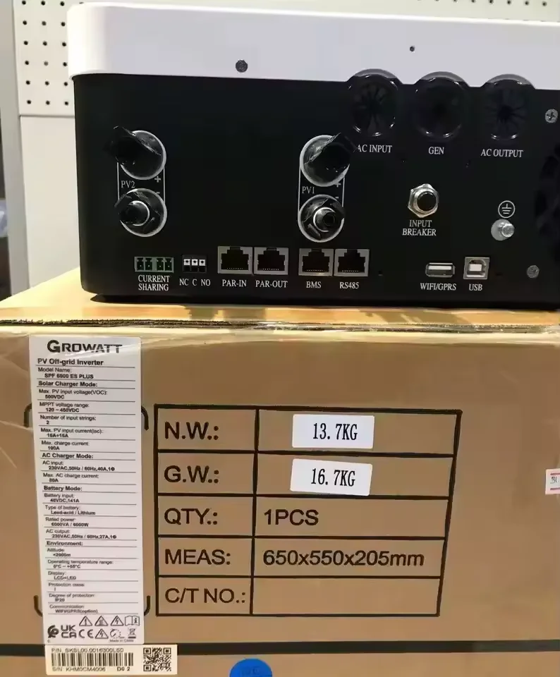 Growatt 6kva 6000w 6kw SPF 6000 ES PLUS  Set Solar Inverter Solar Home System for Energy System