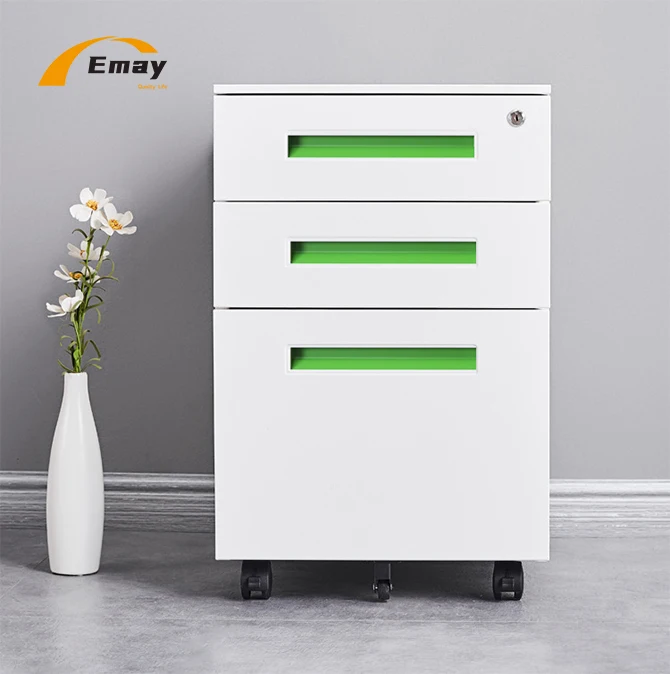 Colorful Handle Metal Filing Cabinet With Lock Steel Mobile File Storage For A4/FC Folder
