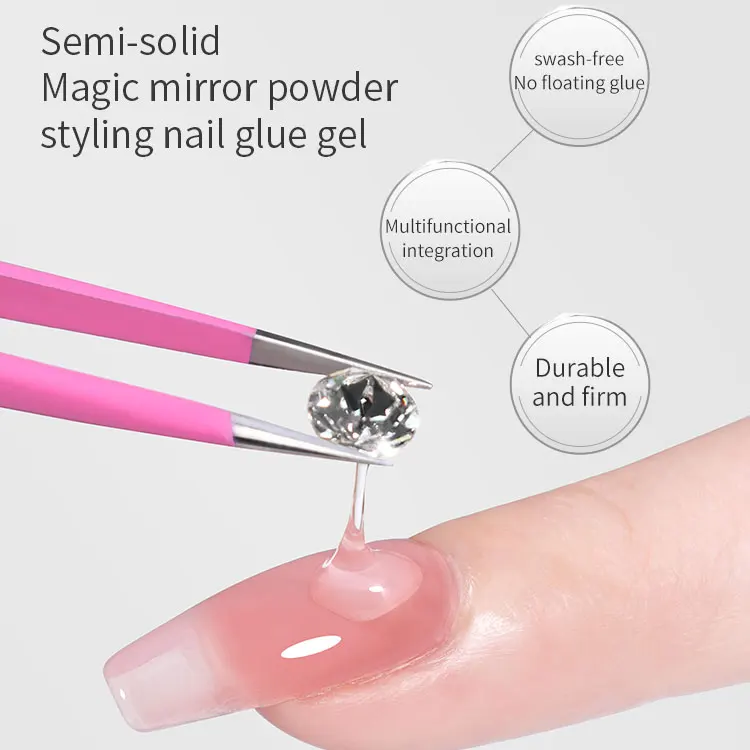 20g Magic Mirror Powder Gel Nail Glue Brush on Nail Modeling Gel Glue Solid Nail Glue Gel 3d