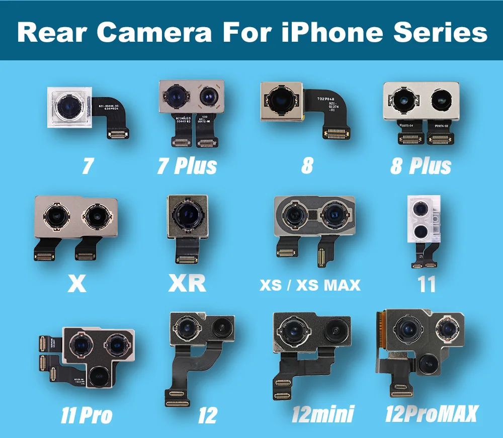 Задняя камера с гибким кабелем запасная часть для телефона задняя iPhone 7 Plus 8 8Plus X XR XS Max 11 11Pro 12 Mini 12pro