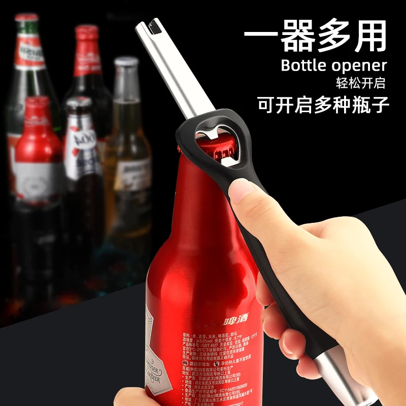Factory Direct Sale Multi-function Arc USB Electric  Kitchen Lighter Candle Lighter and Led flashlight Lighter With Beer Opener