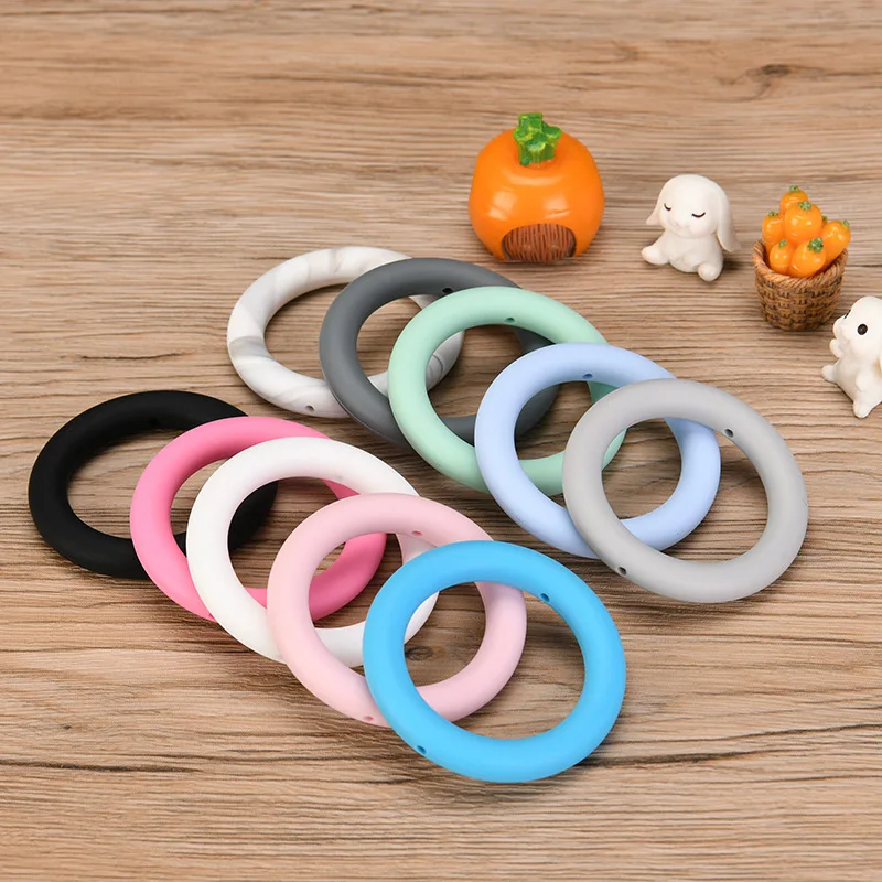 Food Grade 65mm Round Solid Silicone Ring Baby 65mm Silicone Teething Ring For Diy Jewelry Accessories