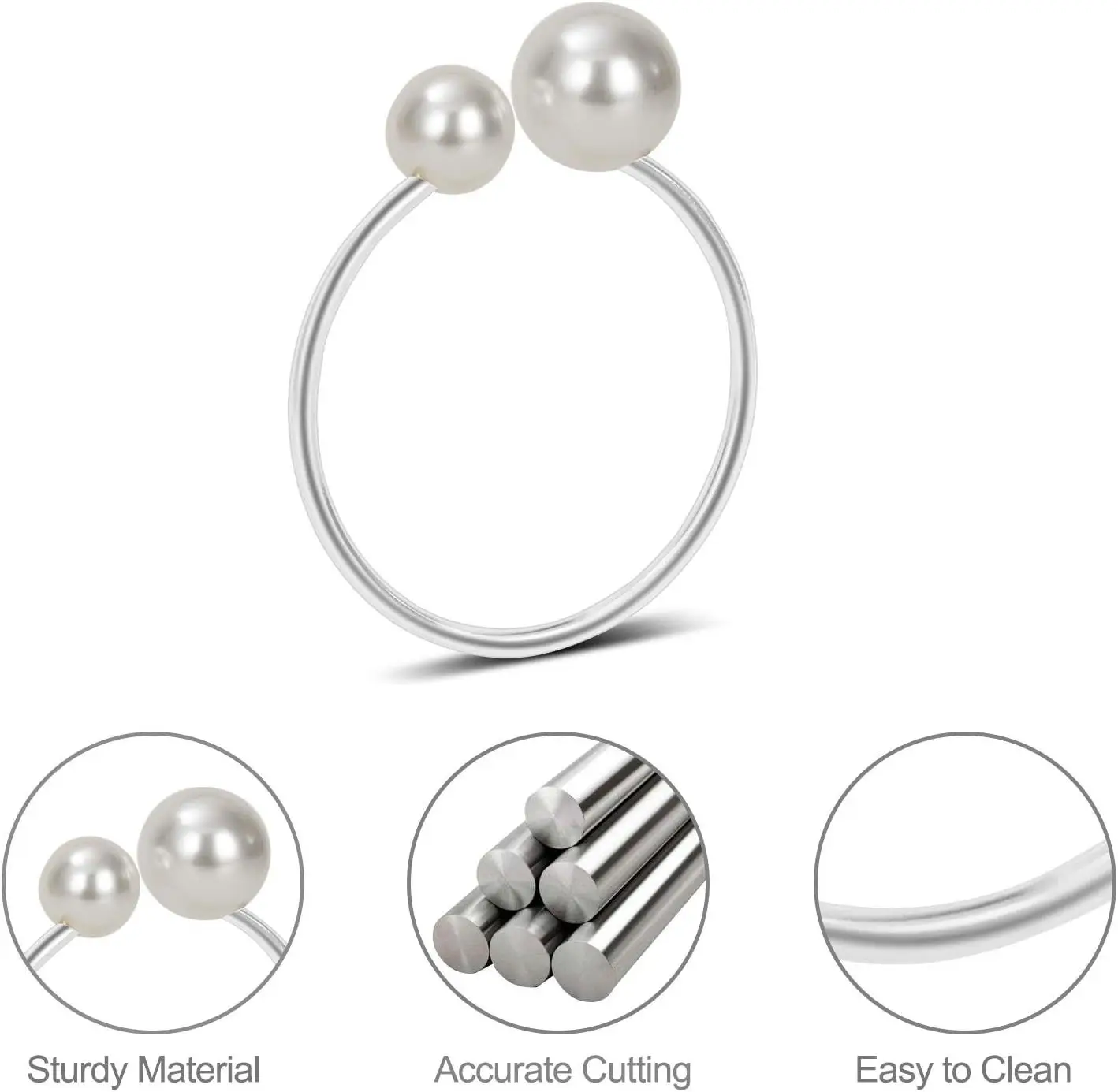 Gold Pearl Napkin Rings Silver Napkin Holder Table Napkin Buckles for Dinning Table Setting Christmas Wedding Party Supplies