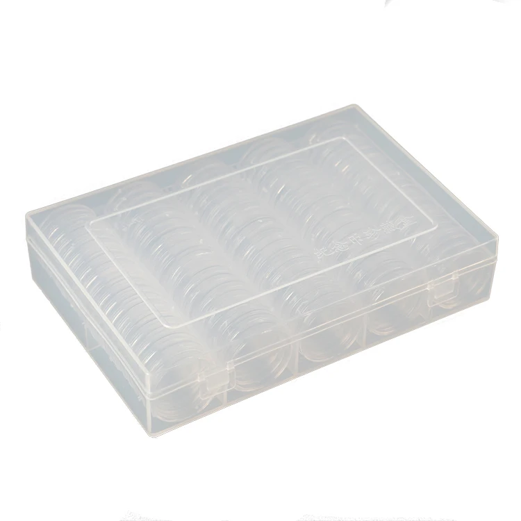 
100 coin capsule 27mm display storage box plastic coin capsule boxes 