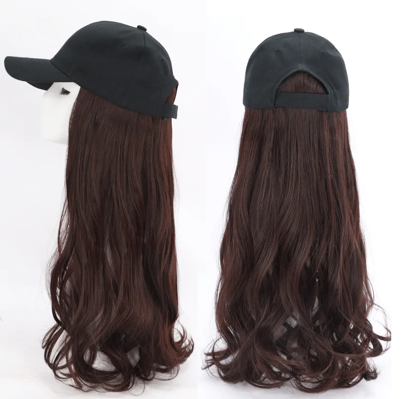 
2019 new design fashion wig ,straight and curly ,many size ,various colors wig with baseball hat 