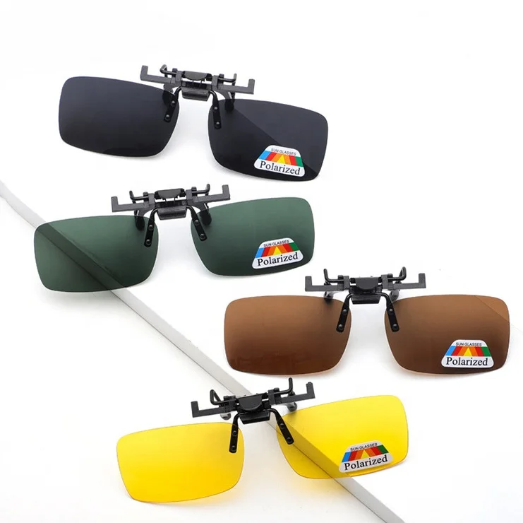 Polarized Clip on Flip up Metal Rimless Sunglasses over Prescription Glasses Men Women Compact Fit Non-flip up