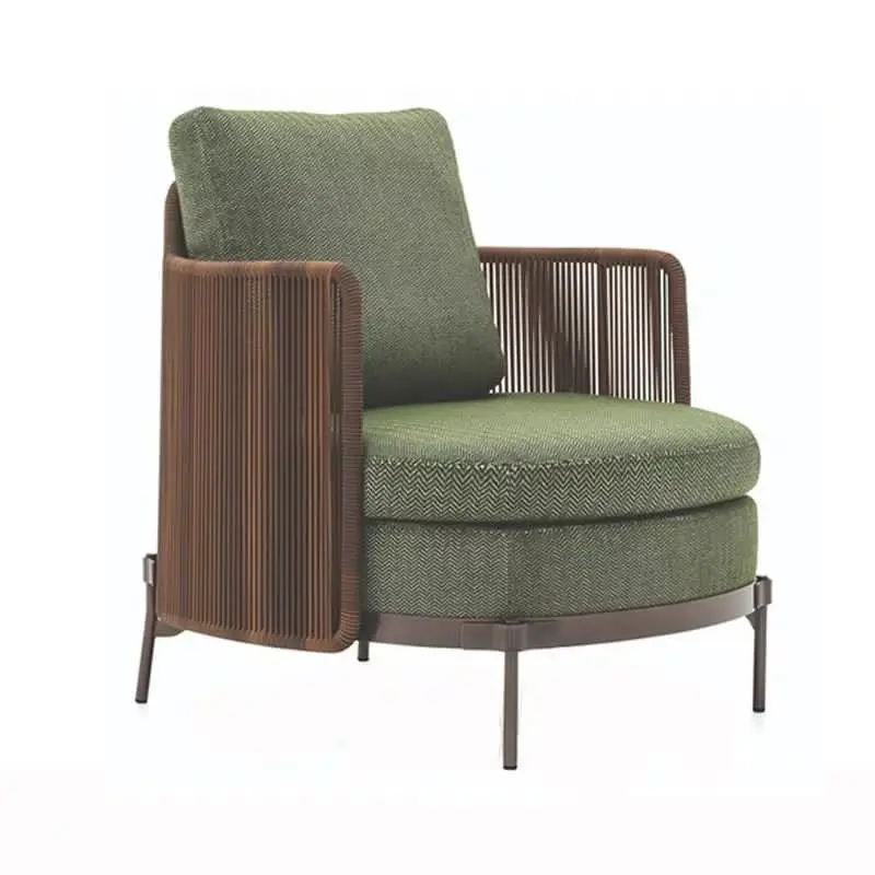 Modern luxury outdoor tape cord fabric sofa arm chair furniture.Courtyard leisure armrest chairs garden accent chair